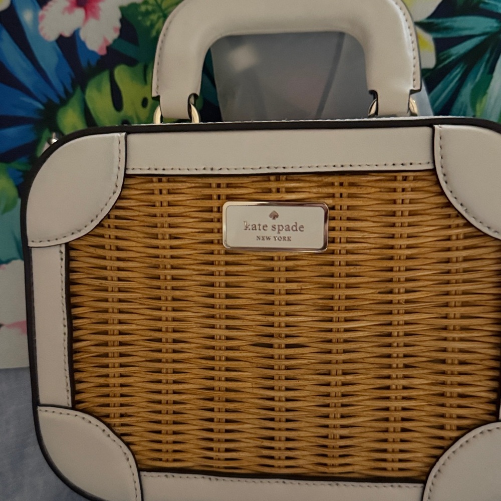 Kate Spade Tan and White Wicker Bag NWOT